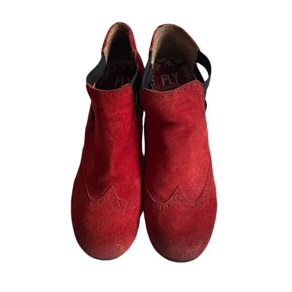FLY LONDON Suede Ankle Boots Heel Red 37 - Picture 3 of 10